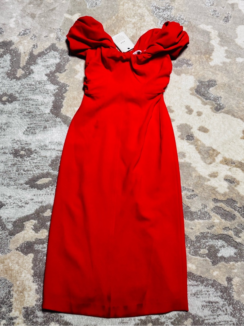 A.L.C. Strapless Red Midi Dress with Sweetheart Detail
